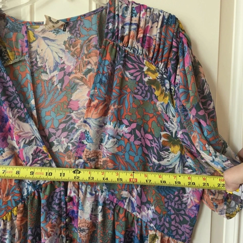 Anthropologie Akemi + Kin Floral Sheer Midi Floral Dress Medium - Picture 3 of 9